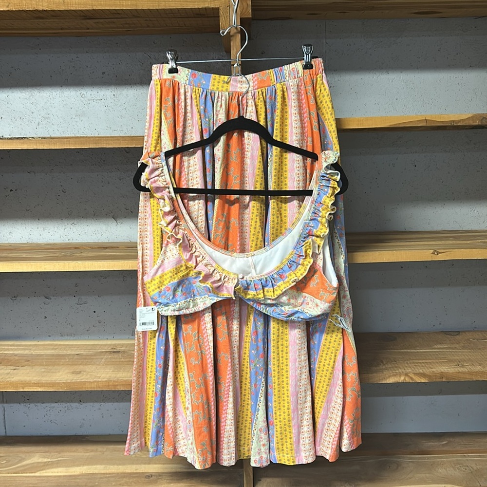 NWT Free People Multi Print As It Was Skirt Set Size Large, L - Picture 5 of 13